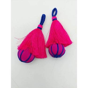 Fuchsia Pink and Blue Pumpkin Tassels, Latkan, Indian Tassels
